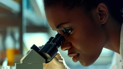 Aufkleber - A scientist meticulously examines a sample under a microscope in a laboratory setting. This illustrates the pursuit of scientific discovery, meticulous research, and the significance of technology.