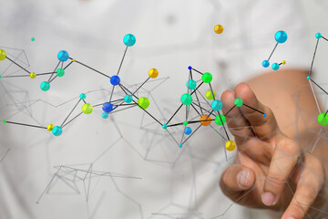 Fototapete - Global network. Blockchain. 3D illustration. Neural networks and artificial intelligence. Abstract