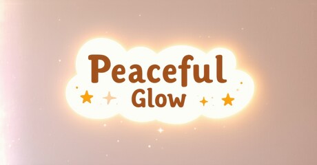 Fototapete - Soft pink background features text reading Peaceful Glow with star embellishments. Warm tones create calming aesthetic.