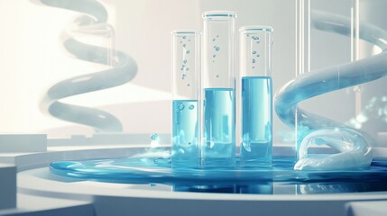 abstract laboratory scene with futuristic glassware.