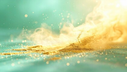 Poster - Golden dust eruption abstract background digital artwork ethereal atmosphere close-up perspective beauty of light and color