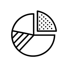 Poster - Simple line art pie chart icon on white background, minimalistic and informative design