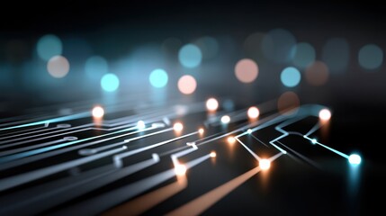 Poster - Bokeh-inspired circuitry close-up technology showcase digital artwork futuristic environment abstract perspective