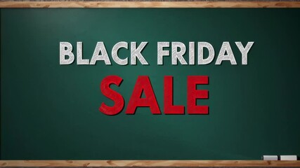 Poster - Black friday marketing concept presenting alternating green chalkboards featuring sale announcement written in white and red chalk, highlighting seasonal shopping promotional event