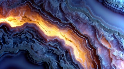 Poster - Colorful abstract texture depicting layers of stone with glowing elements