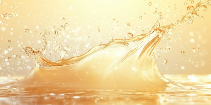 Background shows glowing shimmer, soft splash pull