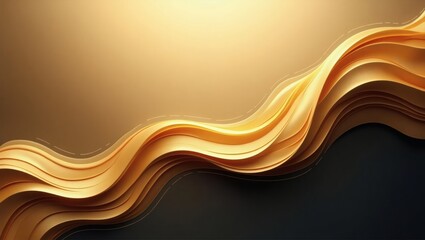 Poster - Abstract gold wave background with a flowing golden silk design. The background is a gradient of light and dark gold with a luxurious feel.  