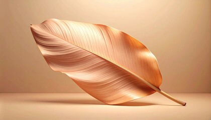 Poster - Artistic representation of a copper leaf minimalist studio setting photography soft lighting conceptual nature