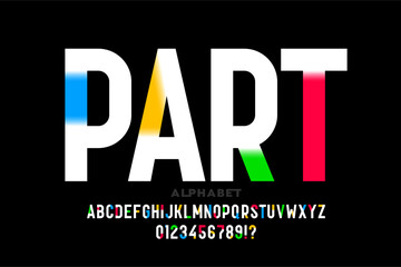 Fototapete - PART font, alphabet letters and numbers vector illustration
