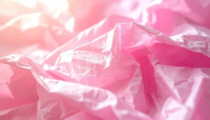 Poster - Crumpled pink paper texture studio abstract photography soft lighting close-up view conceptual art