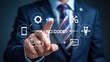 © MediaStockAI - Businessman interacting with a no-code technology interface.