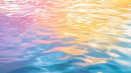 Poster - Simple white canvas with soft rainbow ripple patterns, creating a serene and light presentation background