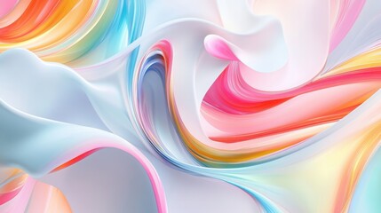 Poster - Smooth white background with gentle rainbow swirl patterns, ideal for modern and minimalist slide designs