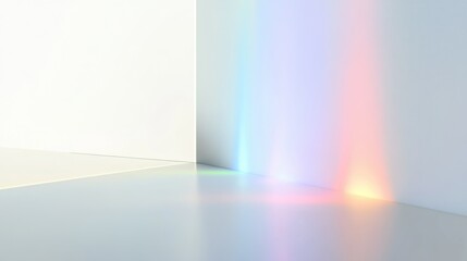 Poster - White canvas featuring soft rainbow glow effects in the corners, leaving clean space for text and images