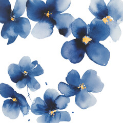 Aufkleber - Elegant blue flower arrangement blossoms floating on a clean transparent canvas backdrop