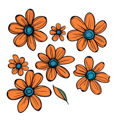 Aufkleber - Whimsical stylized floral pattern with contrasting hues isolated against a clean backdrop