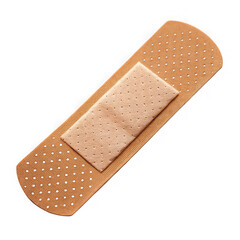 close up of a single adhesive bandage band aid