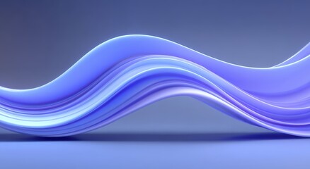 Poster - Abstract blue wave shapes flowing smoothly on a gradient background, creating a modern and calming visual effect.
