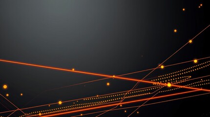 Aufkleber - Abstract dark background with glowing orange lines and particles (1)
