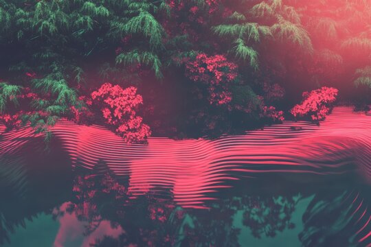 Dreamy background with swirl glitch thread pulse