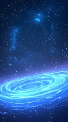 Wall Mural - Glowing blue nebula swirls in dark space, sparkling with light