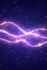 Wall Mural - Glowing purple energy waves shimmer on a dark, starry background