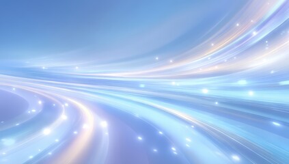 Poster - Abstract blue and white light streaks create a futuristic, dynamic background with glowing effects and smooth motion.