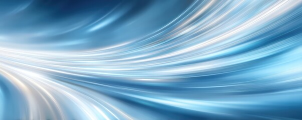 Poster - Abstract blue and white light streaks, creating a dynamic sense of speed and motion.