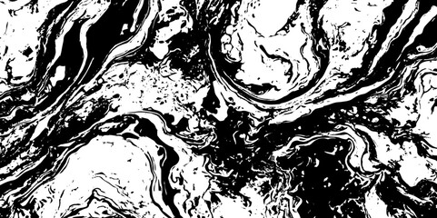 Aufkleber - A monochrome abstract image showing swirling patterns of black and white ink marbling texture background. 