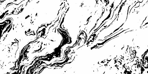 Aufkleber - A monochrome abstract image showing swirling patterns of black and white ink marbling texture background. 