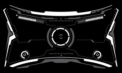 Poster - HUD sci-fi interface screen view white circular geometric design virtual futuristic technology creative display on black vector