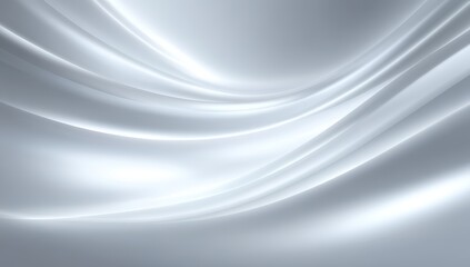 Poster - A smooth, abstract silver wave background with flowing lines and a shiny metallic appearance.