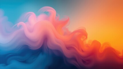 Poster - Abstract swirling vibrant colors, cool blues transitioning to warm oranges and pinks, creating a dynamic, ethereal atmosphere