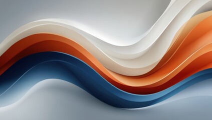 Poster - Abstract waves of blue, orange, and beige create a flowing, modern background with a smooth and dynamic gradient effect.