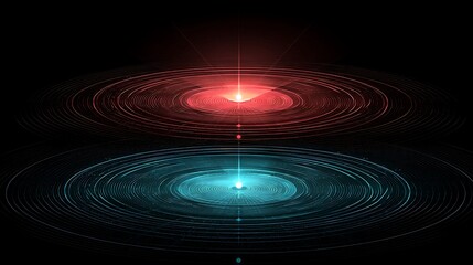abstract rings of red and blue light