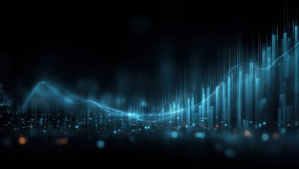 Poster - Abstract Cityscape with Data Visualization and Growth Curve