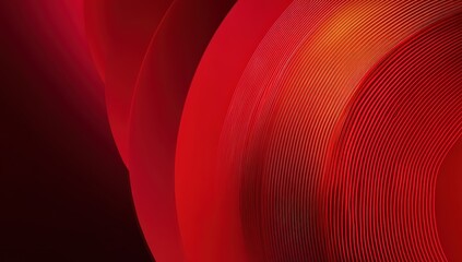 Poster - Abstract red concentric curves and lines create a dynamic, modern background with a sense of depth and motion.