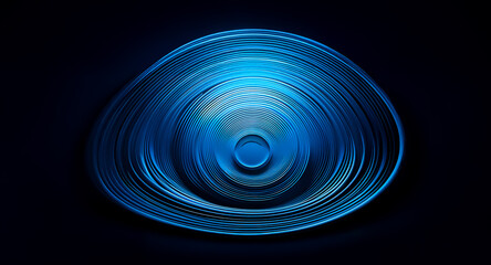 Aufkleber - An abstract image showcasing concentric, translucent blue rings, creating an oval shape against a dark background.  The effect evokes depth and fluidity.