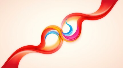 Poster - Intertwined vibrant ribbons flowing, creating abstract colorful shapes on a light background