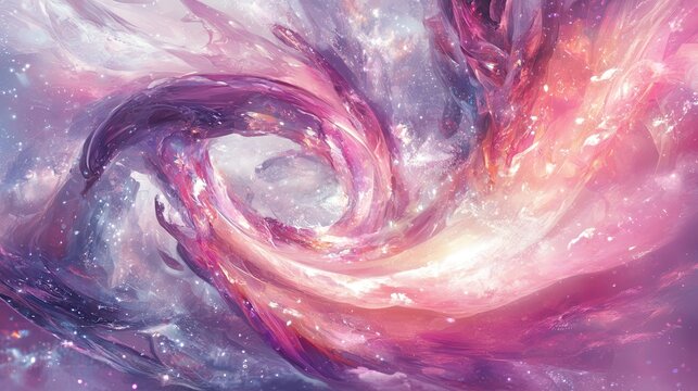 Pastel shimmer flows behind twisting swirl push