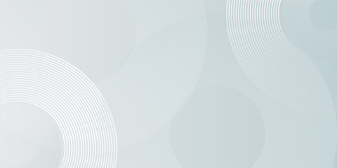 Poster - White geometric abstract background overlap layer on bright space with lines effect decoration. Modern graphic design element circles style concept for banner.