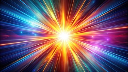 Wall Mural - Vibrant abstract light burst radiating through darkness with swirling shapes and colors , abstract, light, abstract