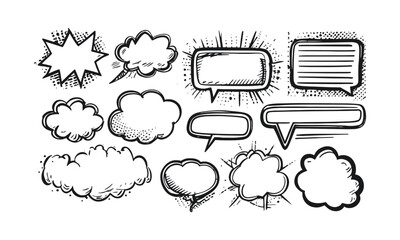 Leinwandbilder - Vector illustration hand-drawn comic-style speech thought bubbles, easily scalable and editable.