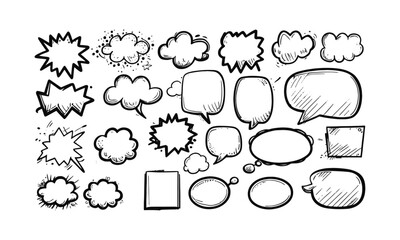 Leinwandbilder - Vector illustration hand-drawn comic-style speech thought bubbles, easily scalable and editable.