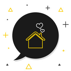 Poster - line house with heart shape icon isolated on white background. love home symbol. family, real estate