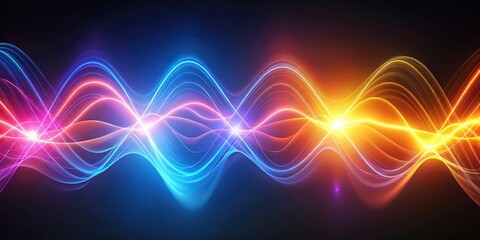 Aufkleber - Abstract Digital Wave Pattern with Vibrant Color Gradient and Glowing Light Effects