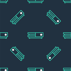 Poster - Line Video game console icon isolated seamless pattern on black background. Vector