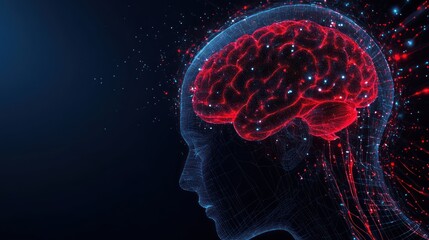 Aufkleber - Glowing human brain abstract digital anatomy illustration