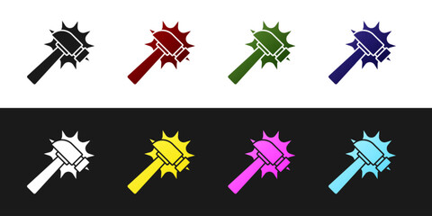 Poster - Set Hammer icon isolated on black and white background. Tool for repair. Vector