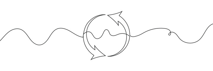 Aufkleber - Continuous one line drawing of arrow pointing left and right. Black thin line of two directions arrow icon isolated on white background. EPS vector illustration for banner, template, web, app, poster.